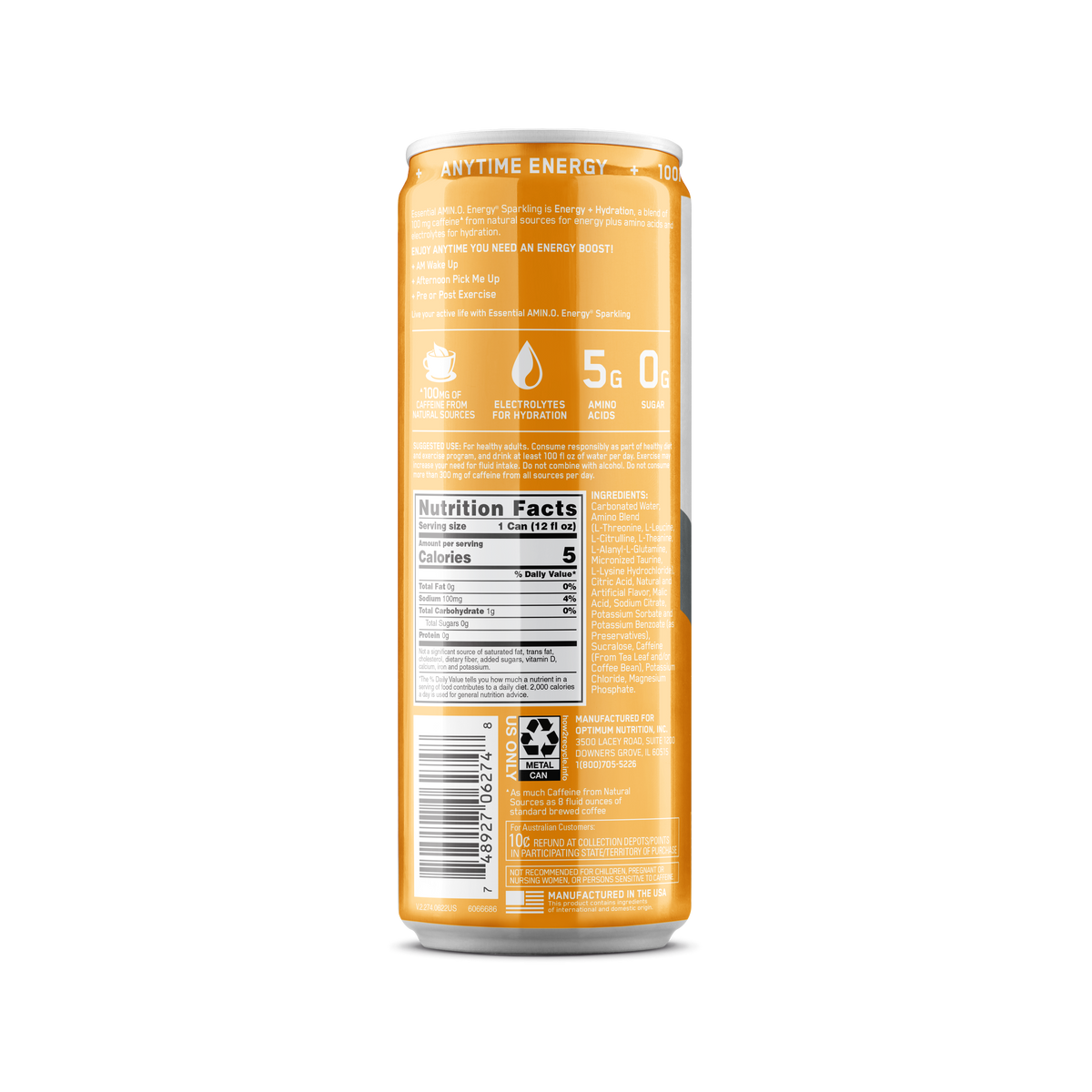 AMINO NRGY + Electrolitos Sparkling Sabor Mango Pineapple Limeade