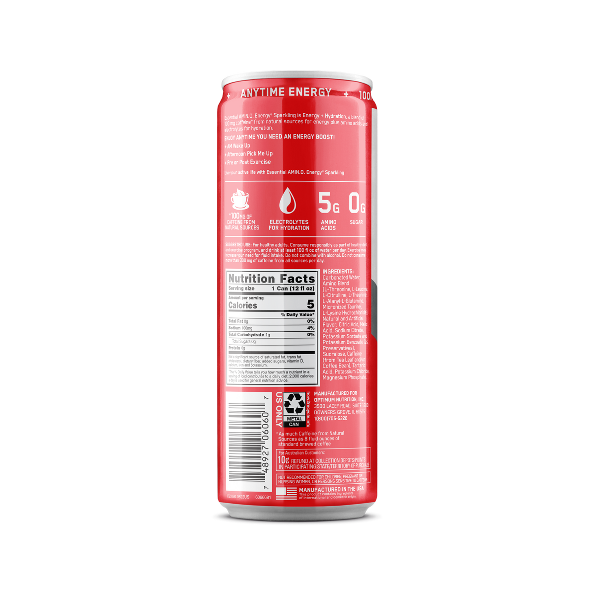 AMINO NRGY + Electrolitos Sparkling Sabor Juicy Strawberry