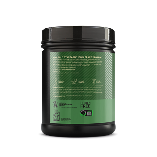 Gold Standard 100% Plant based Proteina sabor Chocolate, 0g de azúcar, Gluten Free, Vegana.