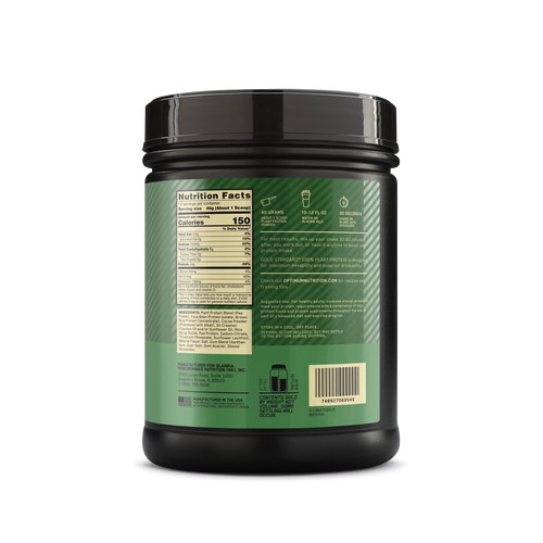 Gold Standard 100% Plant based Proteina sabor Chocolate, 0g de azúcar, Gluten Free, Vegana.