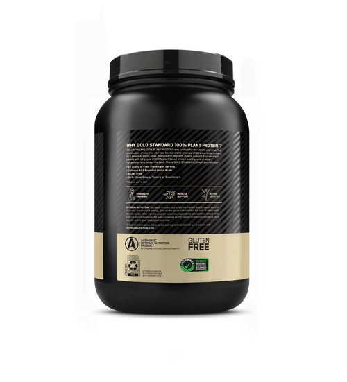 Gold Standard 100% Plant based Proteina sabor Chocolate, 0g de azúcar, Gluten Free, Vegana.