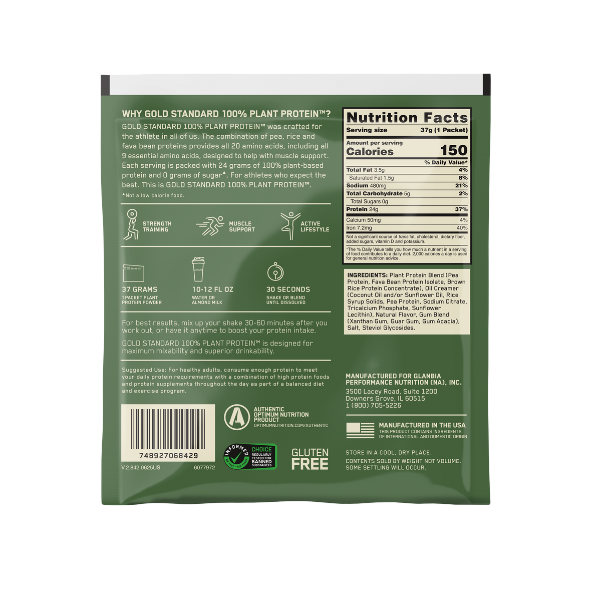 Gold Standard 100% Plant based Proteína Sachet Vainilla