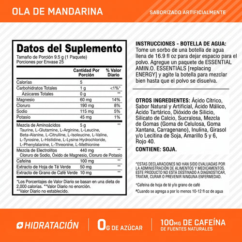 AMINO NRGY + Electrolitos Stick Packs Sabor Tangerine