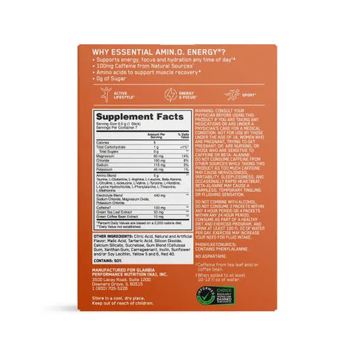AMINO NRGY + Electrolitos Stick Packs Sabor Tangerine